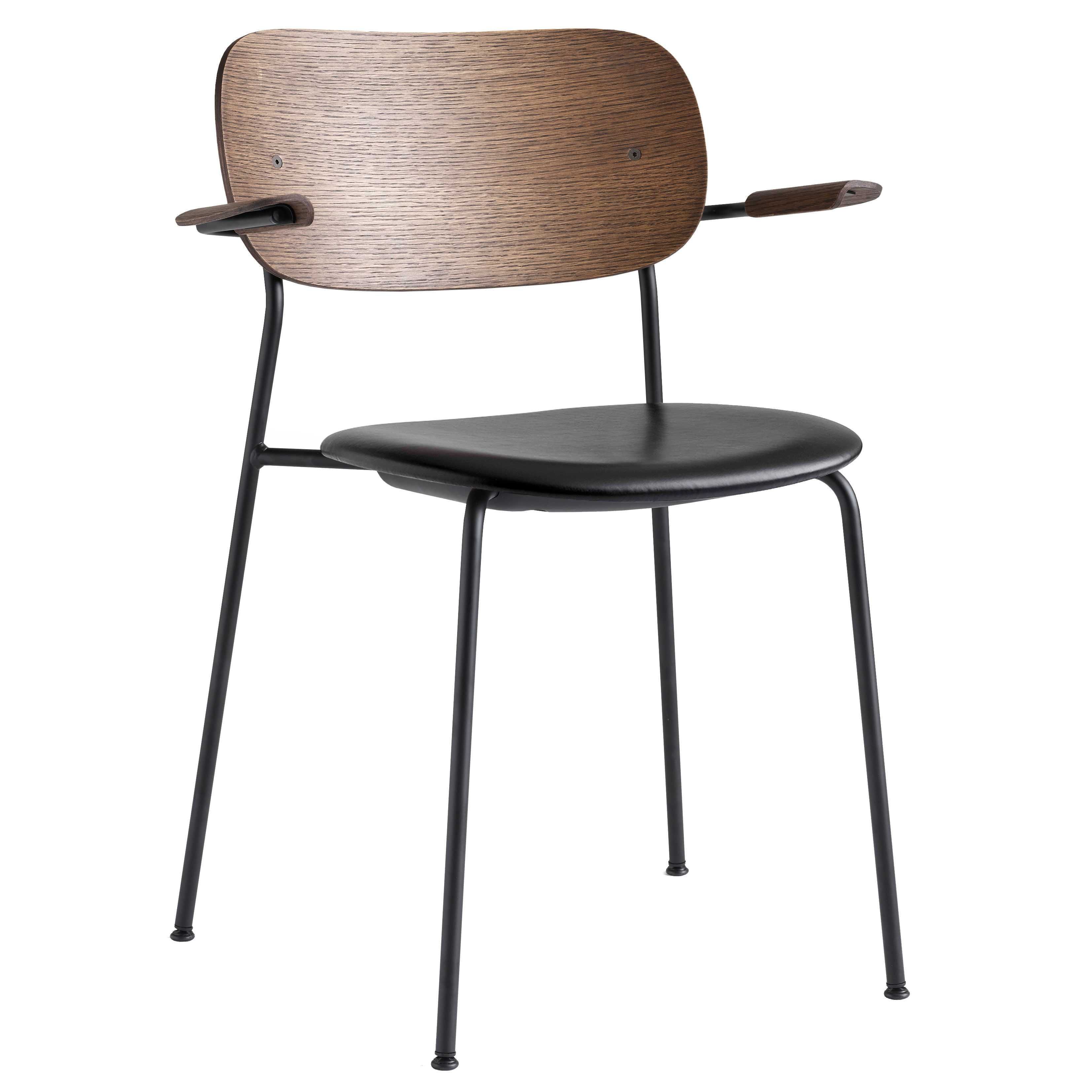 MENU Co Chair stoel zwart onderstel met arm gestoffeerd | Flinders
