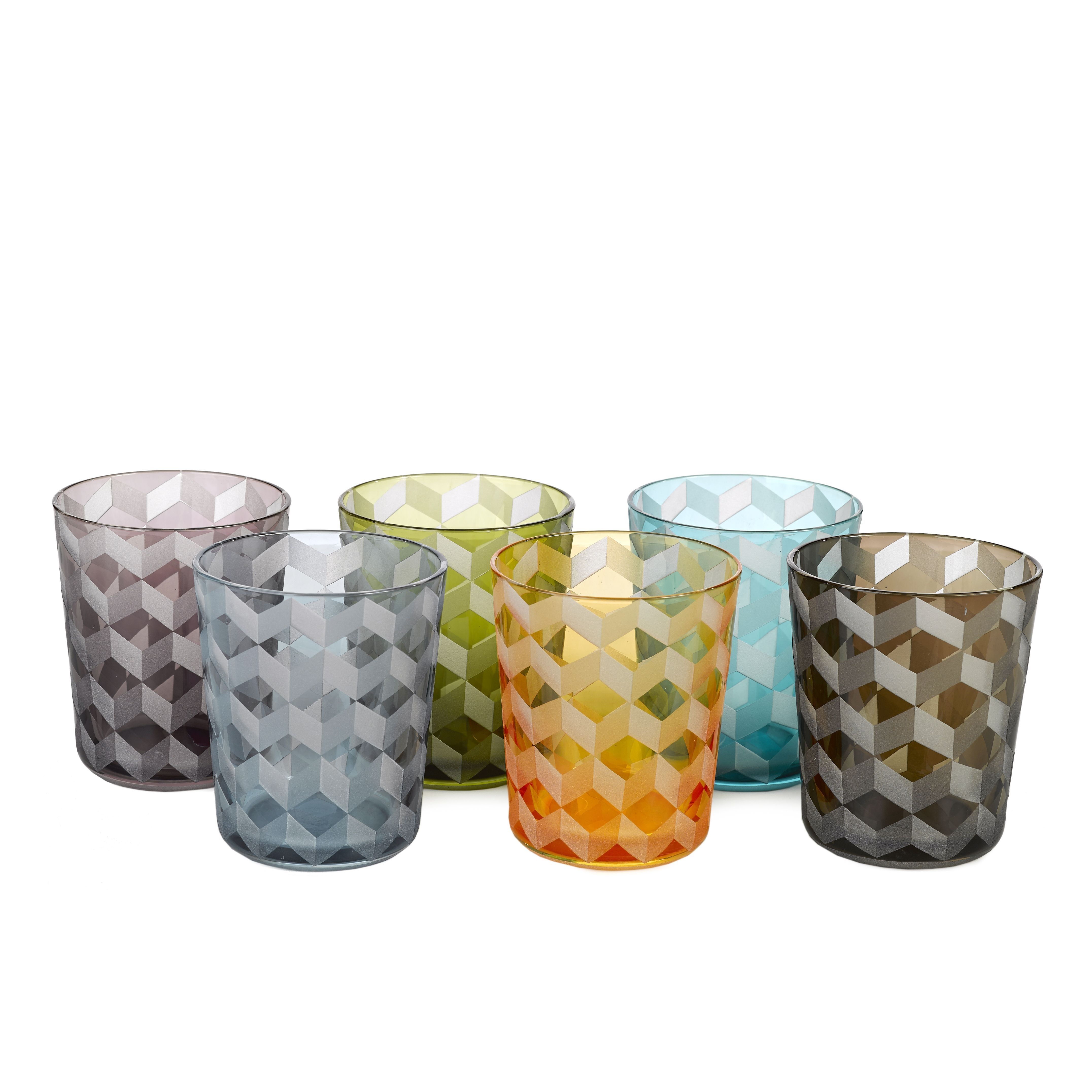 gallon Terminologie moeder POLSPOTTEN Multicolour Blocks glas set van 6 | Flinders
