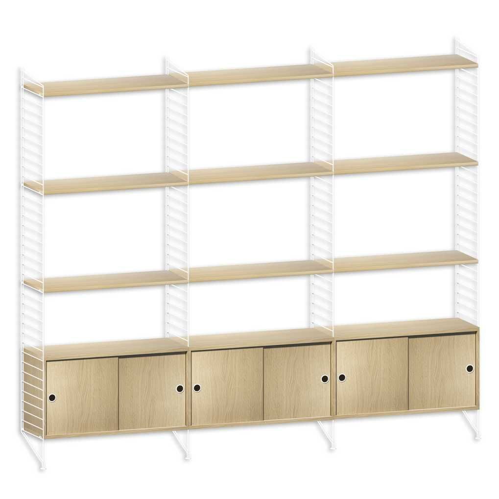 Madison kalmeren los van String Furniture Hoge kast large, wit/eiken | Flinders