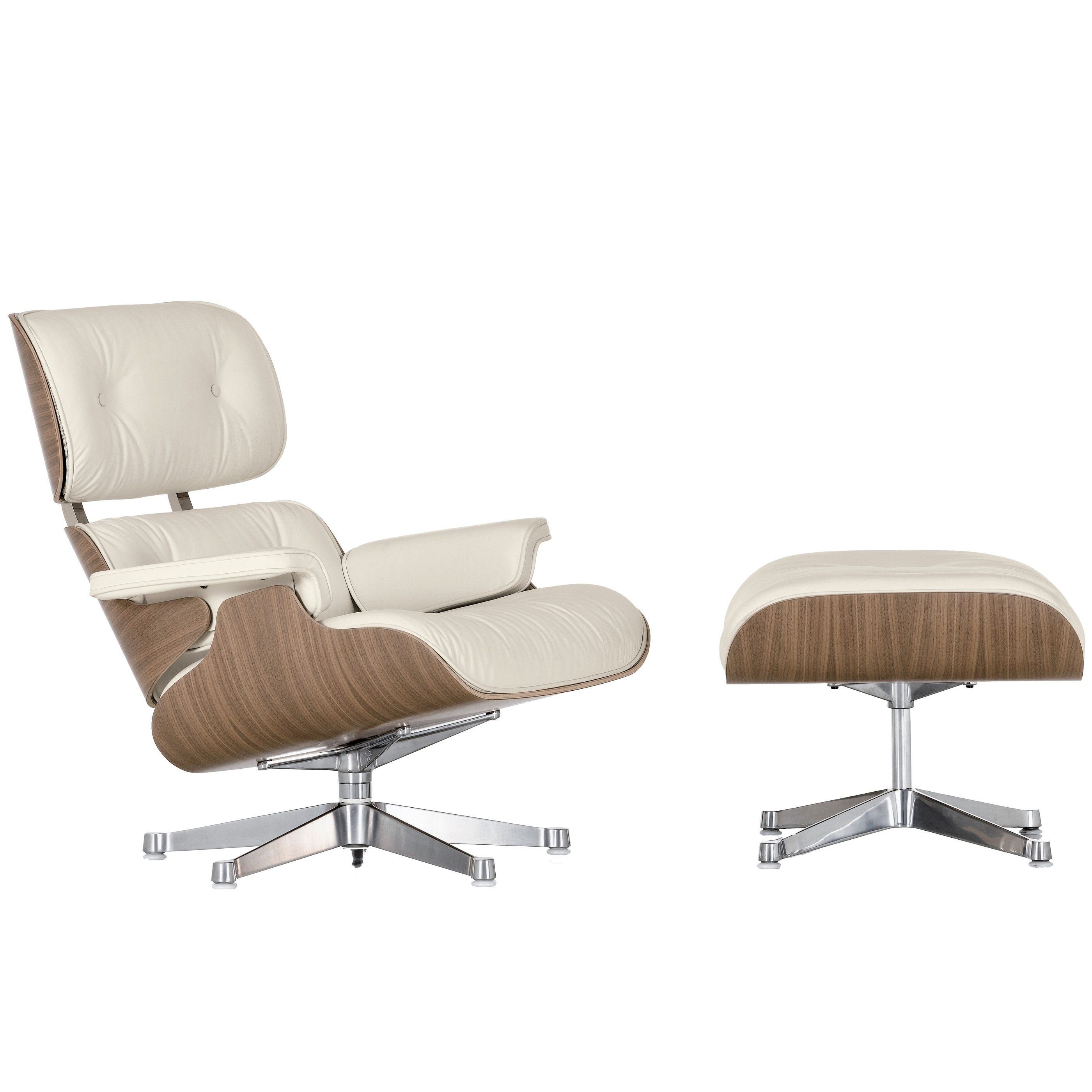 Vitra Eames Lounge chair met Ottoman fauteuil (klassieke afmetingen)  sneeuwwit | Flinders