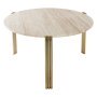 Tribus salontafel Ø80 goud/travertine