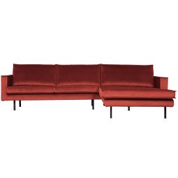 Rodeo Velvet met chaise longue rechts chestnut