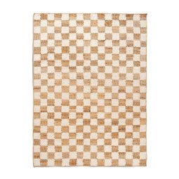 Check vloerkleed 140x200 wol jute Off-white/Natural