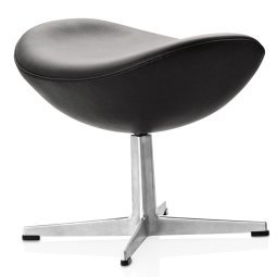 Egg Foot Stool voetenbank Aura leder zwart, polished aluminium