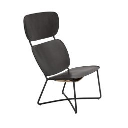 Miller fauteuil hoog zwart frame zwart leer