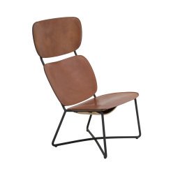 Miller fauteuil hoog zwart frame cognac leer