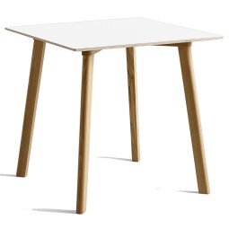 CPH Deux 210 tafel 75x75 met gelakt eiken onderstel parelwit