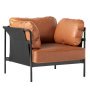 Can fauteuil frame zwart, canvas zwart, Sense Cognac