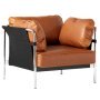 Can fauteuil frame chroom,canvas zwart, Sense Cognac