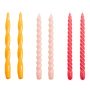 Candle Long Mix kaarsen set van 6 yellow, rose, raspberry