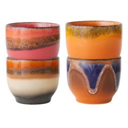 70's Ceramic koffiekop set van 4 java