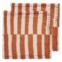 Cotton servet set van 2 striped tangerine