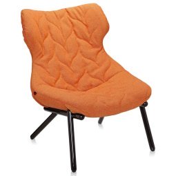 Foliage fauteuil zwart onderstel, trevira oranje
