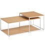 Yoana salontafel set van 2 eiken, wit onderstel