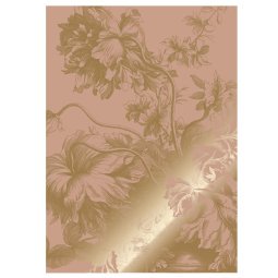 Engraved Flowers 3 gold metallic behang 4 banen