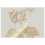 Engraved Flowers 5 gold metallic behang 8 banen