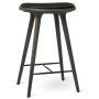 High Stool barkruk 69 grijs beuken, zwart leer