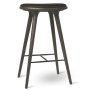 High Stool barkruk 74 grijs beuken, zwart leer