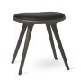 Low Stool kruk grijs beuken, zwart leer