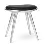 Low Stool kruk gerecycled aluminium, zwart leer