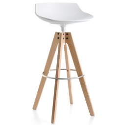 Flow Stool barkruk 78cm met VN gebleekt eiken onderstel wit