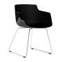 Flow Slim Armchair stoel zwart met slede onderstel chroom