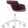 Flow Slim Chair gestoffeerde bureaustoel, wit onderstel, witte kuip, Londra burgundy
