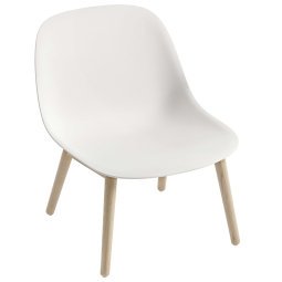 Fiber Lounge chair met houten onderstel wit