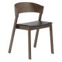 Cover Side Chair Eetkamerstoel leer donker hout, zwart leer