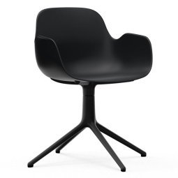 Form Armchair Swivel stoel met zwart onderstel, zwart