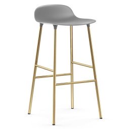 Form Barstool barkruk 75cm met messing onderstel grijs