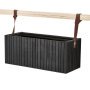 GrowWIDE balkon plantenbak, black ash, bruin leer 48cm