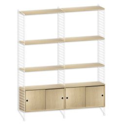 Hoge kast medium, wit/eiken