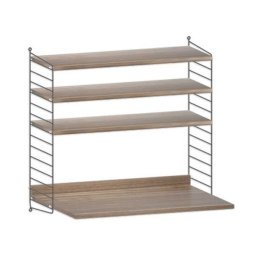 Wandkast met tafel small, zwart/walnoot