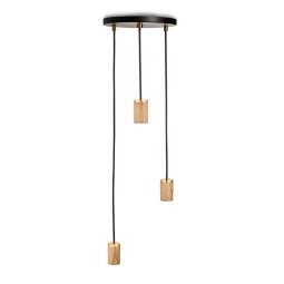 Triple 3 cluster hanglamp Ø25 zwart eiken