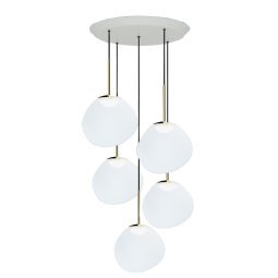 Melt Mini cluster 5 hanglamp LED Ø73 opaal/goud