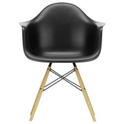 Eames DAW stoel geelachtig esdoorn onderstel, Deep Black