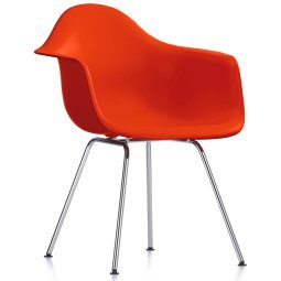 Eames DAX stoel verchroomd onderstel, Poppy Red