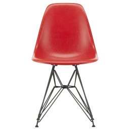 Eames DSR Fiberglass stoel zwart onderstel, classic red