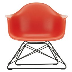 Eames LAR loungestoel zwart onderstel, Poppy Red