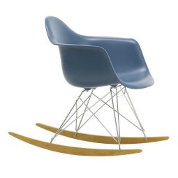 Eames RAR schommelstoel esdoorn chroom, Sea Blue