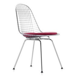 Eames Wire Chair DKX-5 stoel verchroomd onderstel  rood moorbruin