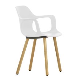 Hal Armchair Wood stoel naturel eiken onderstel, wit