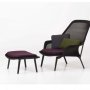 Slow chair met Ottoman loungestoel bruin / poedercoating aubergine