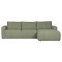 Bar 3-zits bank met chaise longue rechts groen