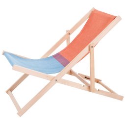 Beach Chair hout tuinstoel rood/blauw