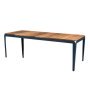 Bended tuintafel 220x90 essenhout grey blue