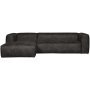 Bean bank met chaise longue links leer zwart