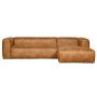 Bean bank met chaise longue rechts leer cognac