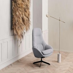 Saga fauteuil blauwgrijs, zwart onderstel